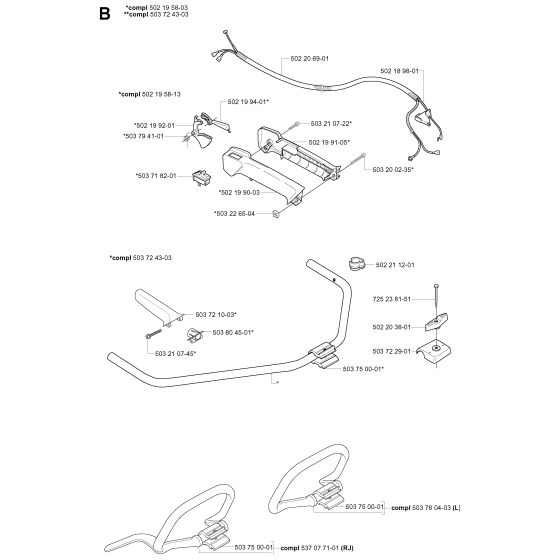 Handle & Controls for Husqvarna 225RJ