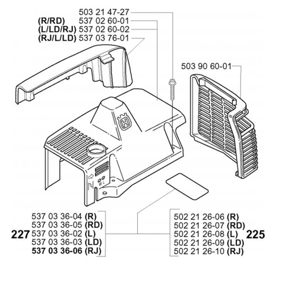 Cylinder Cover for Husqvarna 227 L