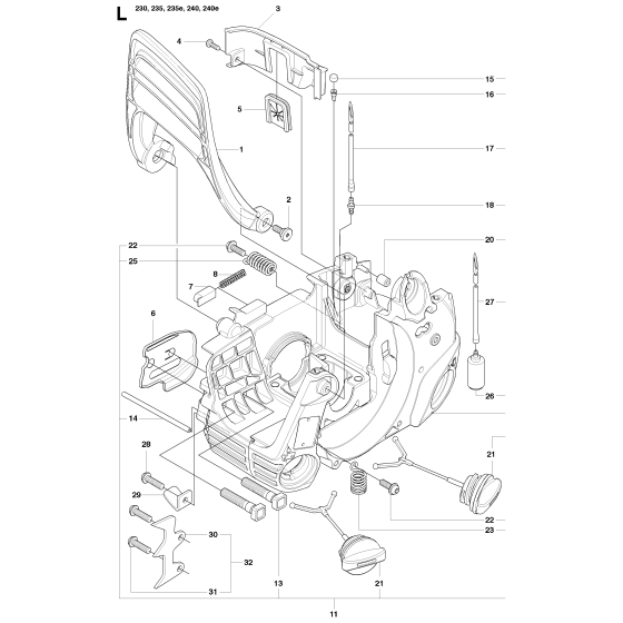 Chassis & Enclosures Assembly for Husqvarna 230 Chainsaw