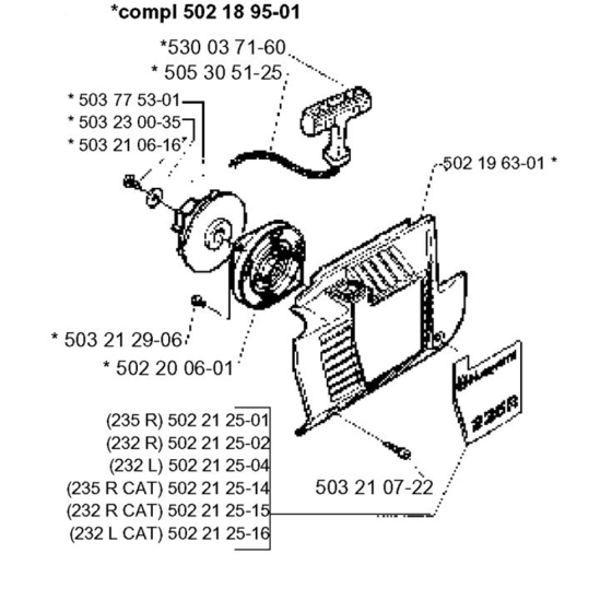 Starter for Husqvarna 232 L Trimmer/ Edgers