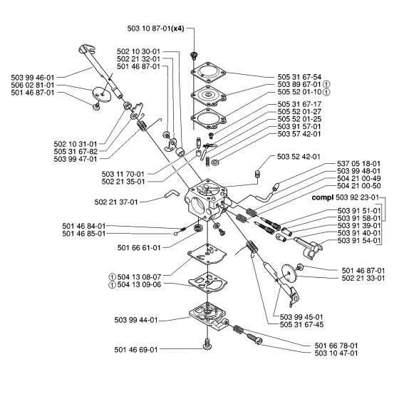 Carburetor Details Assembly for Husqvarna 232R Brushcutters