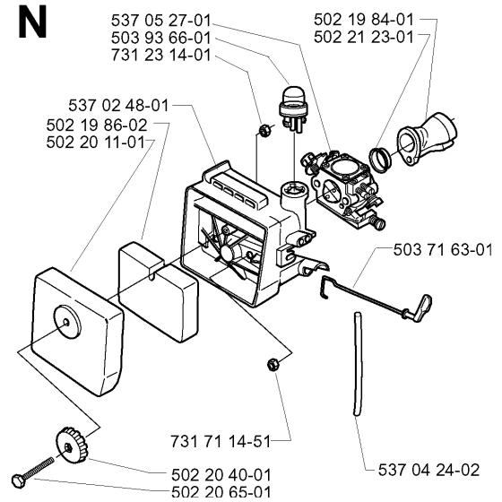 Carburetor & Air Filter Assembly for Husqvarna 232RD Brushcutters