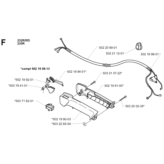 Throttle Controls Assembly for Husqvarna 232RD Brushcutters