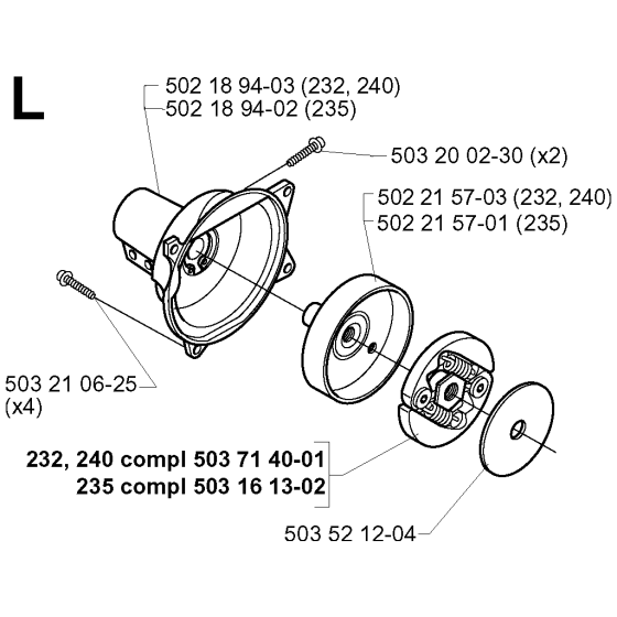 Clutch Assembly for Husqvarna 232RD Brushcutters