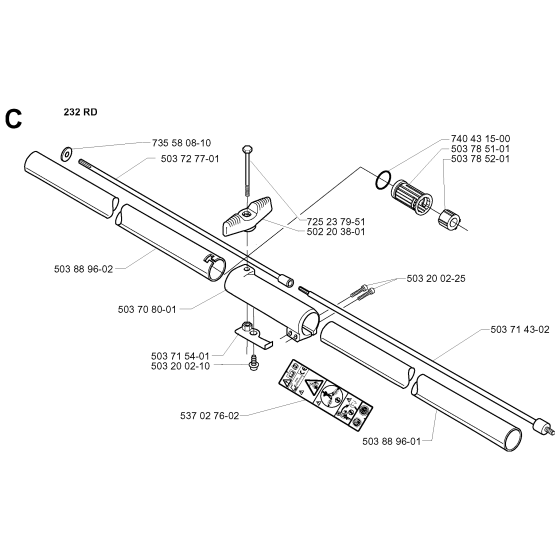 Shaft Assembly for Husqvarna 232RJ Brushcutters