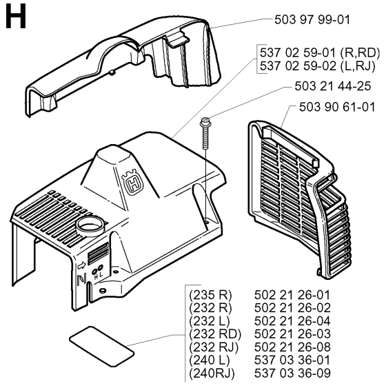 Cylinder Cover Assembly for Husqvarna 232RJ Brushcutters