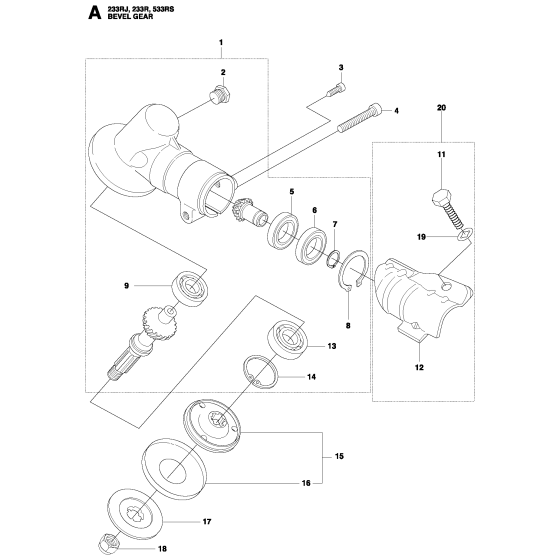 Bevel Gear Assembly for Husqvarna 233R Brushcutters