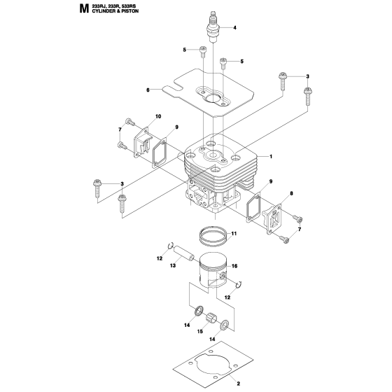 Cylinder Piston Assembly for Husqvarna 233R Brushcutters