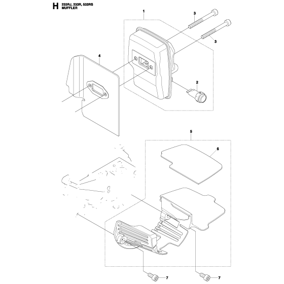 Muffler Assembly for Husqvarna 233R Brushcutters