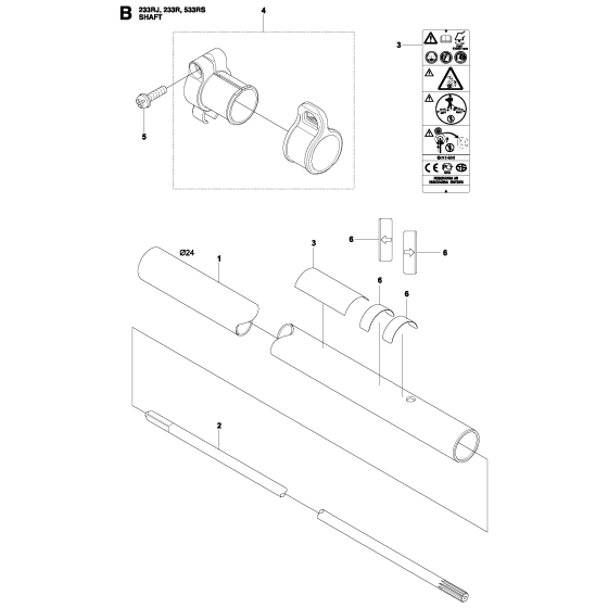 Shaft Assembly for Husqvarna 233Rj Brushcutters