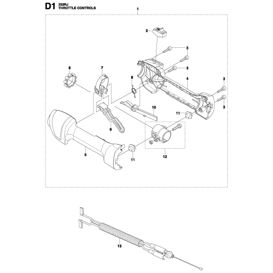 Throttle Controls Assembly for Husqvarna 233Rj Brushcutters