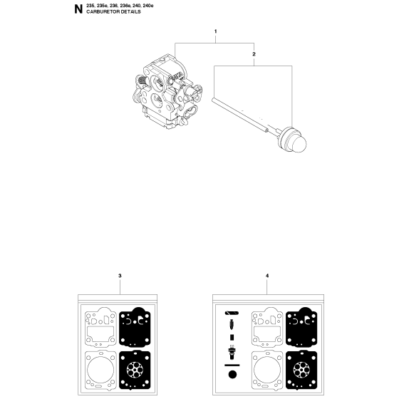 Carburetor Details Assembly for Husqvarna 235 Chainsaw