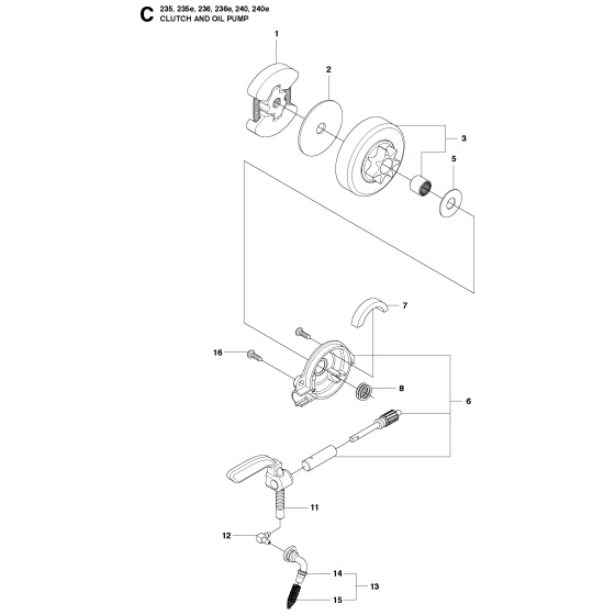 Clutch & Oil Pump Assembly for Husqvarna 235 Chainsaw