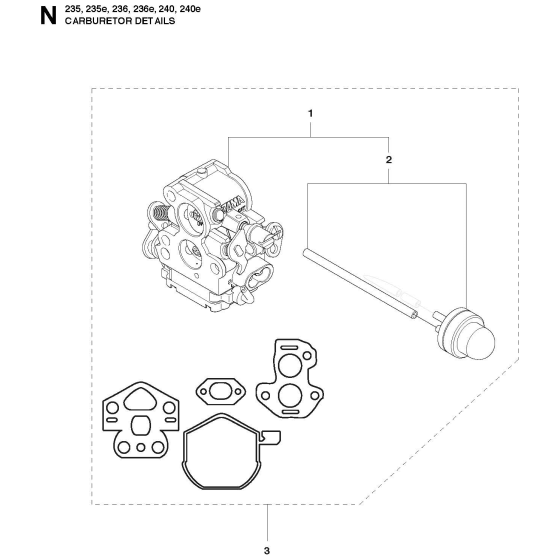 Carburetor Details Assembly for Husqvarna 235e Chainsaw