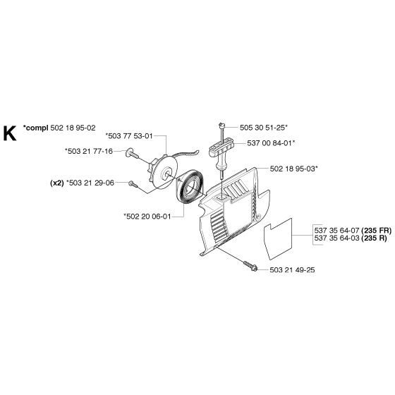 Starter Assembly for Husqvarna 235FR Brushcutters