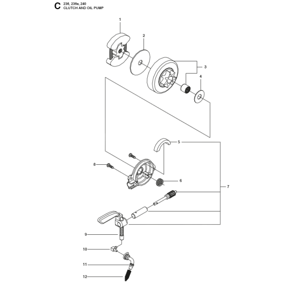 Clutch & Oil Pump Assembly for Husqvarna 236 Chainsaws