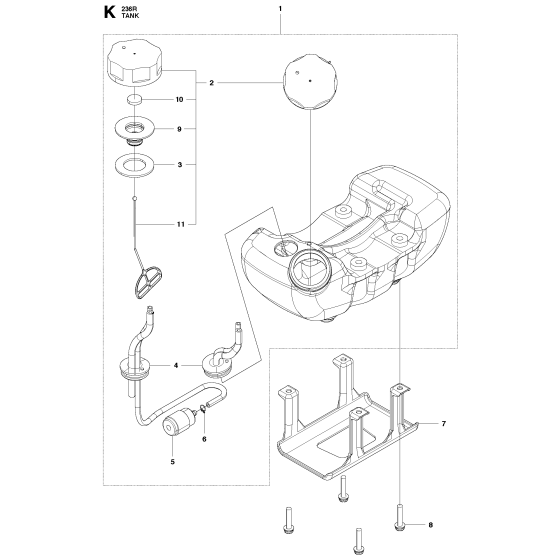 Fuel Tank Assembly for Husqvarna 236R Brushcutters