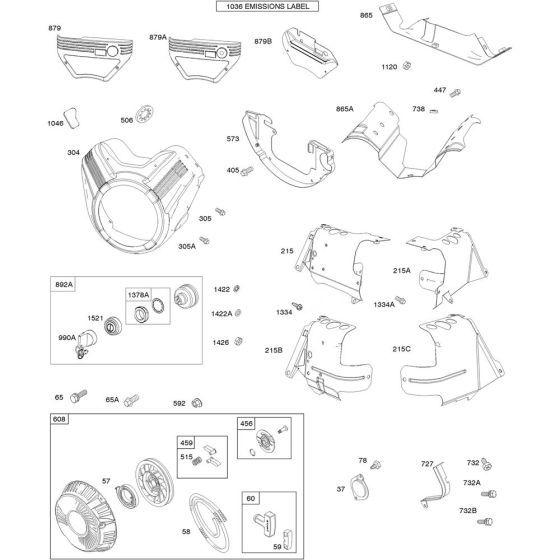 Blower Housing Assembly for Briggs and Stratton Model No.386447-3065-G1 Horizontal Shaft Engine