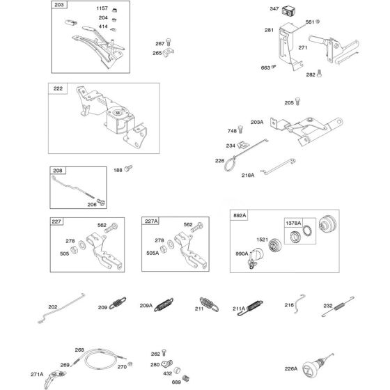 Governor Spring, Control Assembly for Briggs and Stratton Model No.386447-3077-G1 Horizontal Shaft Engine