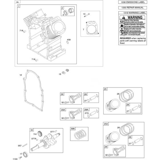 Cylinder and Piston Assembly for Briggs and Stratton Model No.386447-0050-F1 Horizontal Shaft Engine