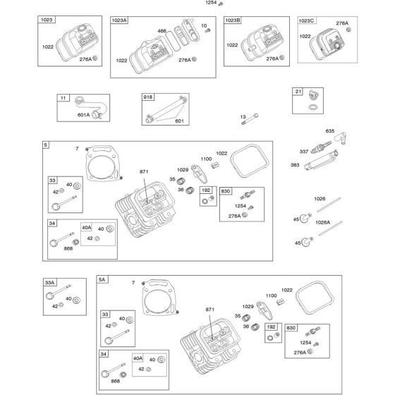 Cylinder Head Assembly for Briggs and Stratton Model No.386447-0050-F1 Horizontal Shaft Engine