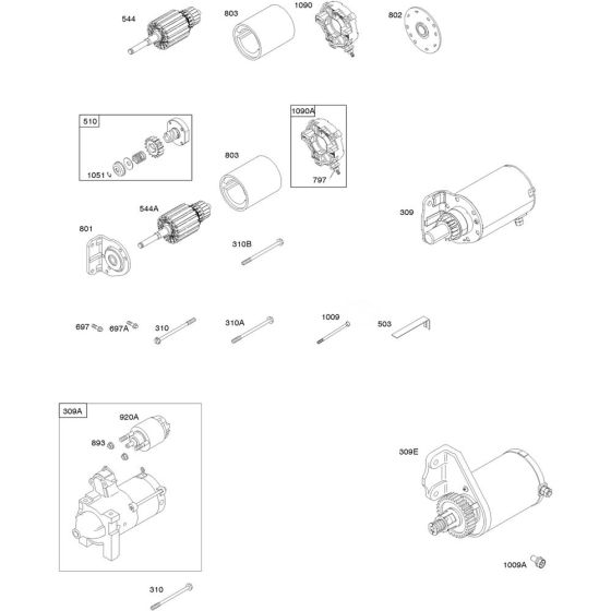 Electrical Starter Assembly for Briggs and Stratton Model No.386447-3047-G1 Horizontal Shaft Engine