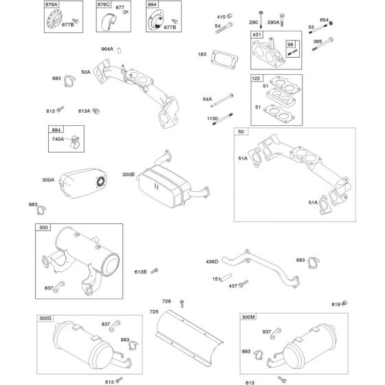 Exhaust System Assembly for Briggs and Stratton Model No.386447-3077-G1 Horizontal Shaft Engine