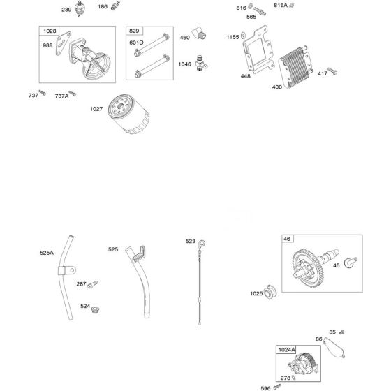 Lubrication, Camshaft Assembly for Briggs and Stratton Model No.386447-3077-G1 Horizontal Shaft Engine