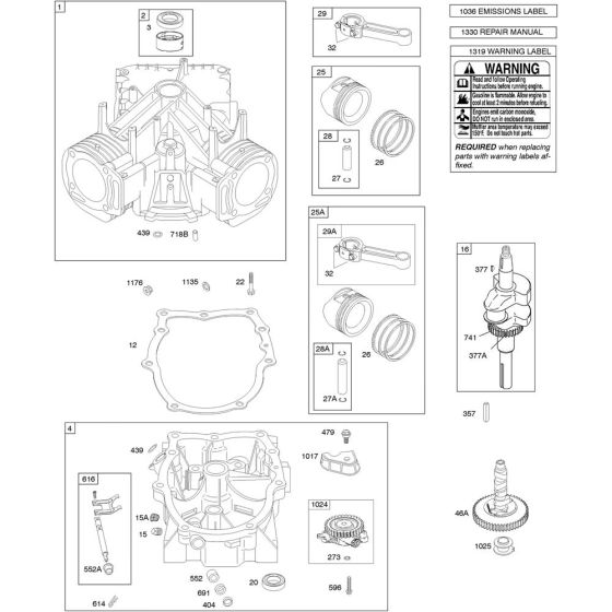 Crankshaft Assembly for Briggs and Stratton Model No. 386777-3025-G1 Vertical Shaft Engine