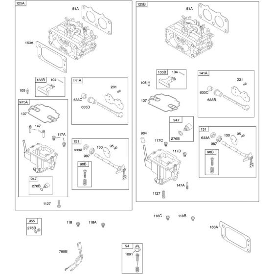 Carburettor Assembly for Briggs and Stratton Model No. 386777-3025-G1 Vertical Shaft Engine