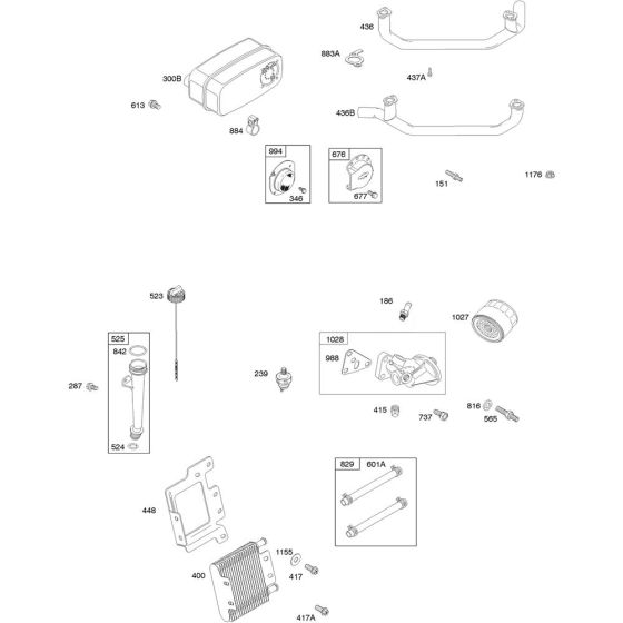 Exhaust System Assembly for Briggs and Stratton Model No. 386777-3024-G1 Vertical Shaft Engine