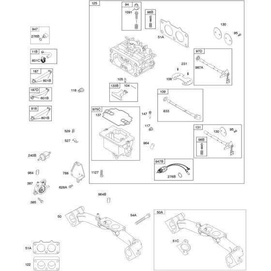 Intake Manifold Assembly for Briggs and Stratton Model No. 386777-3025-G1 Vertical Shaft Engine