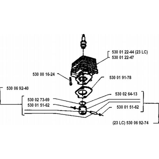 Cylinder & Piston  for Husqvarna 23 L Trimmer/ Edgers