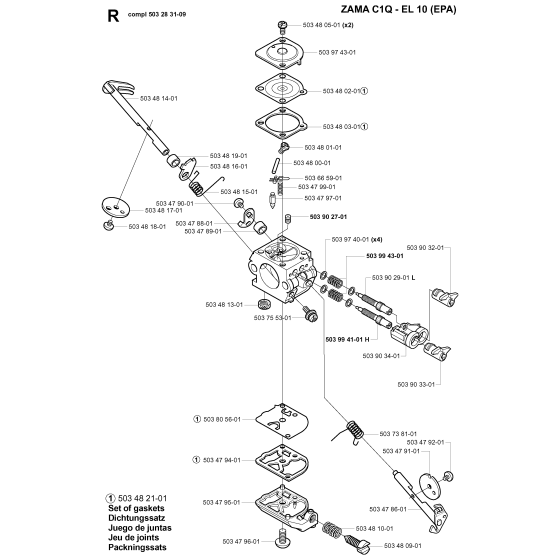 Carburetor Details No.2 Assembly for Husqvarna 240 Brushcutters