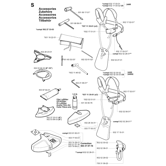 Accessories Assembly for Husqvarna 240 Brushcutters