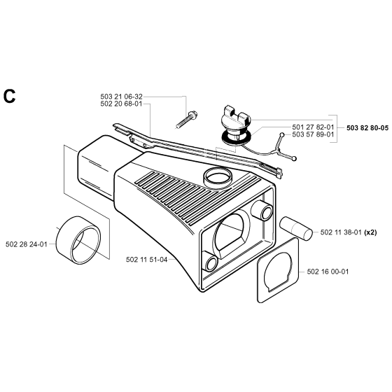 Fuel Tank Assembly for Husqvarna 240 Brushcutters