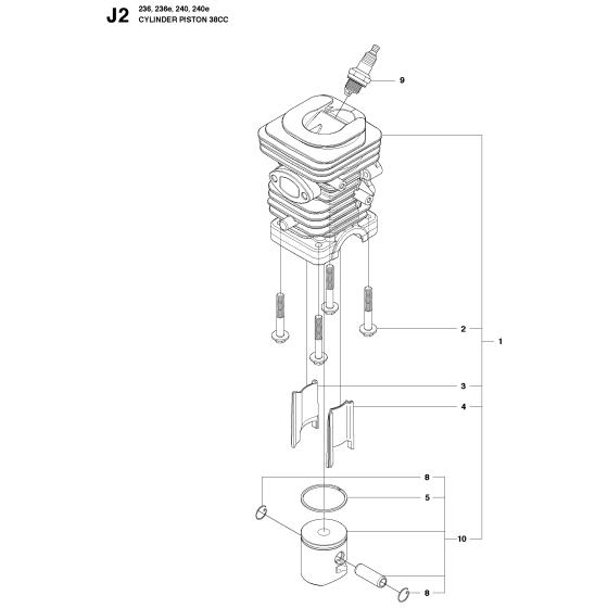 Cylinder Piston Assembly for Husqvarna 240 Chainsaw