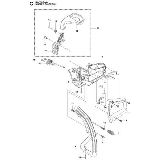 Handle & Controls Assembly for Husqvarna 240e Triobrake Chainsaws