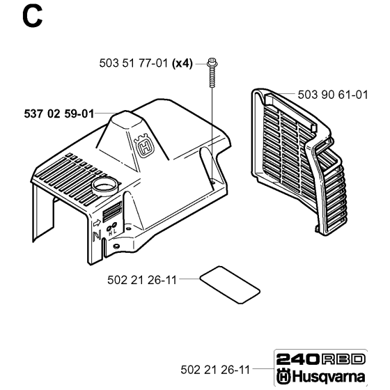 Cylinder Cover Assembly for Husqvarna 240RBD Brushcutters