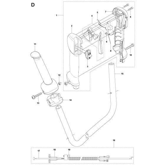 Handle & Controls Assembly for Husqvarna 241R Brushcutters