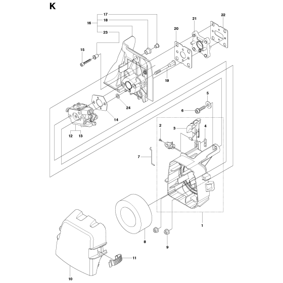 Carburetor & Air Filter Assembly for Husqvarna 241R Brushcutters