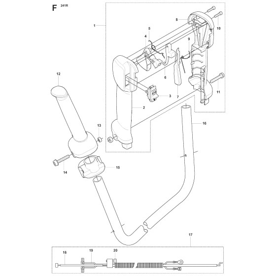 Handle & Controls Assembly for Husqvarna 241RJ Brushcutters