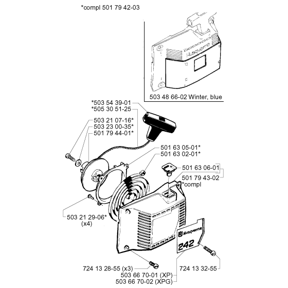 Starter Assembly for Husqvarna 242 Chainsaws