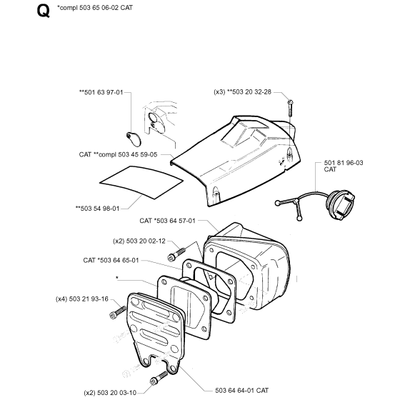 Muffler-2 Assembly for Husqvarna 242 Chainsaws