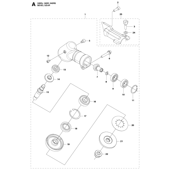 Bevel Gear Assembly for Husqvarna 243R Brushcutters