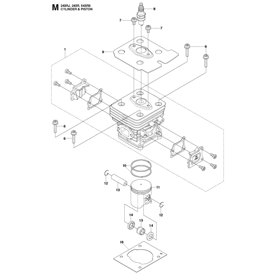 Cylinder Piston Assembly for Husqvarna 243R Brushcutters