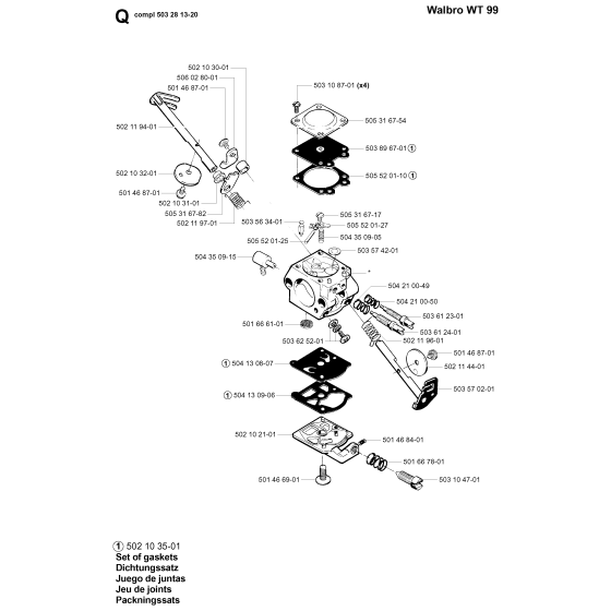 Carburetor Details Assembly for Husqvarna 245 Brushcutters