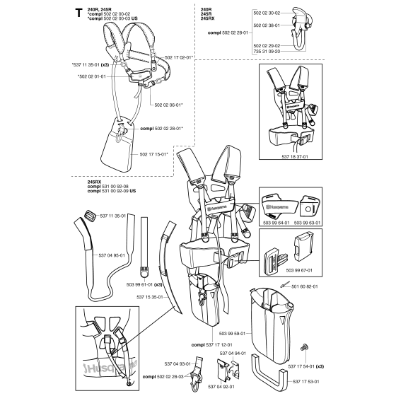 Harness Assembly for Husqvarna 245RX Brushcutters