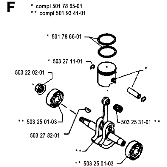 Piston & Crankshaft Assembly for Husqvarna 24H Hedge Trimmers