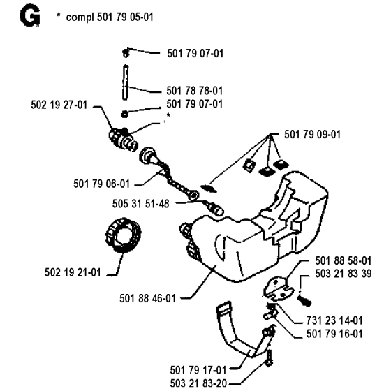 Fuel Tank Assembly for Husqvarna 24H Hedge Trimmers